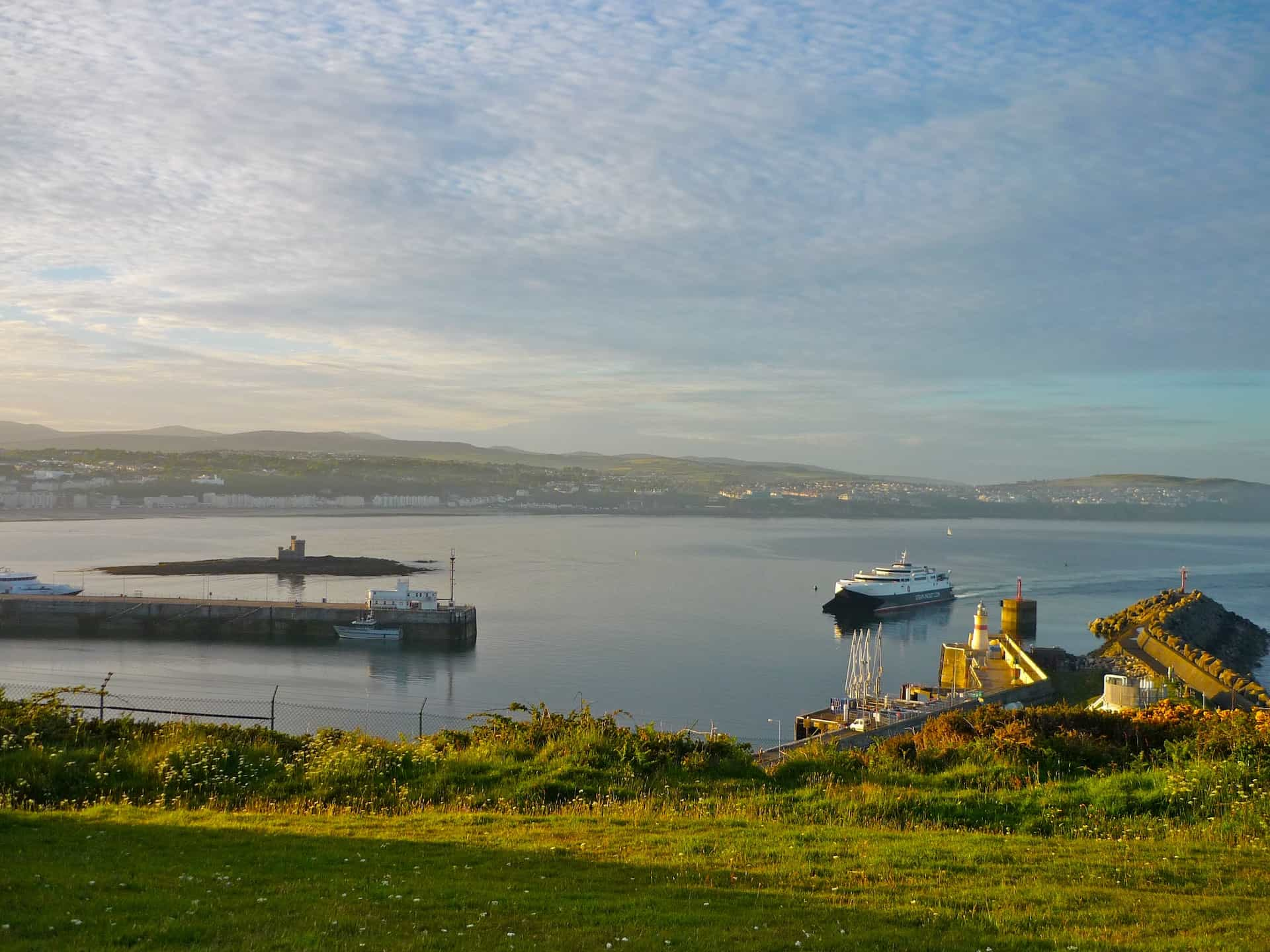 Isle of Man Steam Packet boat Manannan arriving back at Douglas Harbour.