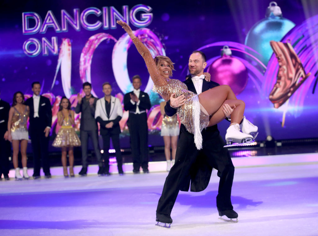 Cast members pose for the cameras on the set of ITV’s Dancing on Ice.